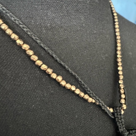 NEW WITH TAGS Free People Crochet Brandy Pendant Necklace~Brown/Blk/Antique Gold - Picture 4 of 5